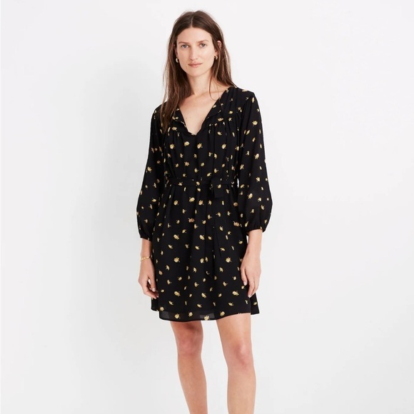 Madewell Tie-Waist Mini Dress in French Daisies SMALL - Picture 1 of 9